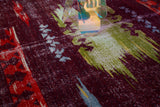 Vintage art deco rug in a living room setting, pile rug, Turkish rug, custom rug, modern rug, art deco rug,  portland, rug shop, bright colors, wild shaman, low pile rug, bold color, Portland, Oregon, rug store, rug shop, local shop, made in Turkey, vintage rug, retro rug