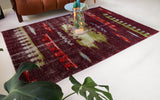 Vintage art deco rug in a living room setting, pile rug, Turkish rug, custom rug, modern rug, art deco rug,  portland, rug shop, bright colors, wild shaman, low pile rug, bold color, Portland, Oregon, rug store, rug shop, local shop, made in Turkey, vintage rug, retro rug