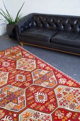 old rug, antique rug, Turkish rug, Portland, Oregon, rug store, rug shop, local shop, bright colors, wild shaman, large rug, area rug, red rug, bold color, burgundy, dark red, flat weave, kilim rug