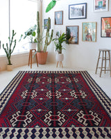 Vintage kilim rug in living room setting, bright colors, wild shaman, soft rug, bold color, Portland, Oregon, rug store, rug shop, local shop, vintage rug, modern kilim, warm colors