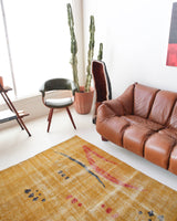 Vintage art deco rug in a living room setting, pile rug, Turkish rug, custom rug, modern rug, art deco rug,  portland, rug shop, bright colors, wild shaman, low pile rug, bold color, Portland, Oregon, rug store, rug shop, local shop, made in Turkey, vintage rug, retro rug
