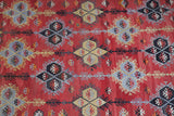 Turkish rug, vintage rug, flat weave, kilim rug, large area rug, square rug, Wild Shaman, Portland, Oregon, rug store, rug shop, local shop, bright colors, area rug, red rug, bold color