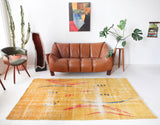 Vintage art deco rug in a living room setting, pile rug, Turkish rug, custom rug, modern rug, art deco rug,  portland, rug shop, bright colors, wild shaman, low pile rug, bold color, Portland, Oregon, rug store, rug shop, local shop, made in Turkey, vintage rug, retro rug