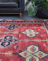 Turkish rug, vintage rug, flat weave, kilim rug, large area rug, square rug, Wild Shaman, Portland, Oregon, rug store, rug shop, local shop, bright colors, area rug, red rug, bold color