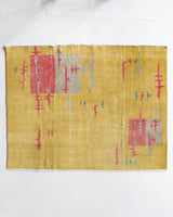 Vintage art deco rug in a living room setting, pile rug, Turkish rug, custom rug, modern rug, art deco rug,  portland, rug shop, bright colors, wild shaman, low pile rug, bold color, Portland, Oregon, rug store, rug shop, local shop, made in Turkey, vintage rug, retro rug