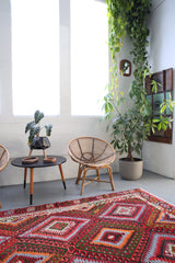 Turkish rug, vintage rug, flat weave, kilim rug, large area rug, square rug, Wild Shaman, Portland, Oregon, rug store, rug shop, local shop, bright colors, area rug, red rug, bold color