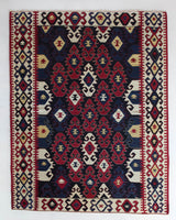 Vintage kilim rug in living room setting, bright colors, wild shaman, soft rug, bold color, Portland, Oregon, rug store, rug shop, local shop, vintage rug, modern kilim, warm colors