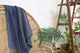 Handwoven Sabah Pestemal Towel in Navy (soft)