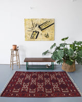 Turkish rug, vintage rug, flat weave, kilim rug, large area rug, square rug, Wild Shaman, Portland, Oregon, rug store, rug shop, local shop, bright colors, area rug, red rug, bold color