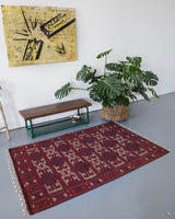 Turkish rug, vintage rug, flat weave, kilim rug, large area rug, square rug, Wild Shaman, Portland, Oregon, rug store, rug shop, local shop, bright colors, area rug, red rug, bold color