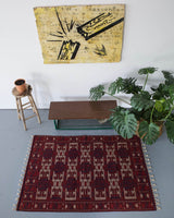 Turkish rug, vintage rug, flat weave, kilim rug, large area rug, square rug, Wild Shaman, Portland, Oregon, rug store, rug shop, local shop, bright colors, area rug, red rug, bold color