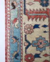Vintage Turkish rug in living room setting, old rug, antique rug, pastel colors, faded colors, Turkish rug, vintage rug, soft rug, Portland, Oregon, rug store, rug shop, local shop