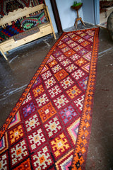 Old Uzbek Kilim Runner 4ft x 19.5ft