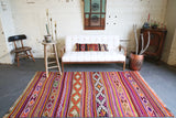 Vintage Anatolian Kilim 4.6ftx8.2ft