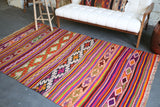 Vintage Anatolian Kilim 4.6ftx8.2ft