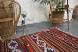 Vintage Anatolian Kilim 4.4ftx8.6ft