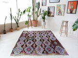 Vintage kilim rug in living room setting, bright colors, wild shaman, soft rug, bold color, Portland, Oregon, rug store, rug shop, local shop, vintage rug, modern kilim, warm colors