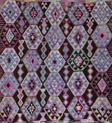 Vintage kilim rug in living room setting, bright colors, wild shaman, soft rug, bold color, Portland, Oregon, rug store, rug shop, local shop, vintage rug, modern kilim, warm colors