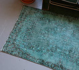 Vintage Turkish Overdyed Rug in Oxide Blue 4ftx6.9ft