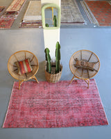 Vintage Turkish Overdyed Rug in Powder Pink 3.7ftx6.10ft