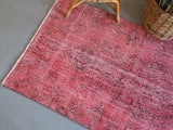 Vintage Turkish Overdyed Rug in Powder Pink 3.7ftx6.10ft