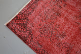 Vintage Turkish Overdyed Rug in Ruby 3.9ftx6.7ft
