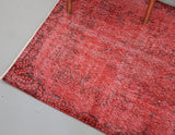 Vintage Turkish Overdyed Rug in Ruby 3.9ftx6.7ft