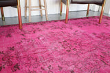 Vintage Turkish Overdyed Rug in Cotton-candy Pink 6ftx9.7ft