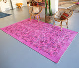 Vintage Turkish Overdyed Rug in Fuchsia 5.5ftx10ft