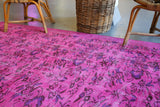 Vintage Turkish Overdyed Rug in Fuchsia 5.5ftx10ft