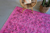 Vintage Turkish Overdyed Rug in Fuchsia 5.5ftx10ft