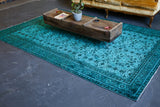 Vintage Turkish Overdyed Rug in Crystal Blue, Wild Shaman Rug Store