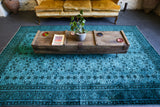 Vintage Turkish Overdyed Rug in Crystal Blue, Wild Shaman Rug Store