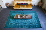 Vintage Turkish Overdyed Rug in Crystal Blue, Wild Shaman Rug Store