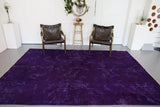 Vintage Turkish Overdyed Rug in Velvety Dark Violet 6.10ftx10ft