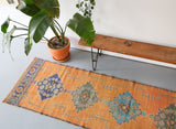 Vintage Konya Sille Turkish Runner Rug 3.2ftx11.2ft