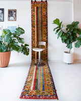 Vintage Turkish runner rug in a living room setting, pile rug, Turkish rug, vintage rug, portland, rug shop, bright colors, wild shaman, soft rug, bold color, Portland, Oregon, rug store, rug shop, local shop, antique rug