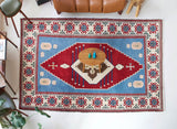 Vintage Turkish rug in a living room setting, pile rug, Turkish rug, vintage rug, portland, rug shop, bright colors, wild shaman, soft rug, bold color, Portland, Oregon, rug store, rug shop, local shop