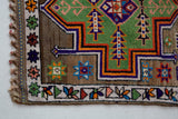 Vintage Turkish runner rug in a living room setting, pile rug, Turkish rug, vintage rug, portland, rug shop, bright colors, wild shaman, soft rug, bold color, Portland, Oregon, rug store, rug shop, local shop, antique rug