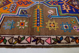 Vintage Turkish runner rug in a living room setting, pile rug, Turkish rug, vintage rug, portland, rug shop, bright colors, wild shaman, soft rug, bold color, Portland, Oregon, rug store, rug shop, local shop, antique rug