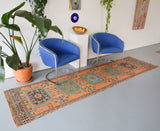 Vintage Konya Sille Turkish Runner Rug 3ftx11.4ft