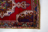 Vintage Turkish runner rug in a living room setting, pile rug, Turkish rug, vintage rug, portland, rug shop, bright colors, wild shaman, soft rug, bold color, Portland, Oregon, rug store, rug shop, local shop, antique rug