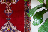 Vintage Turkish runner rug in a living room setting, pile rug, Turkish rug, vintage rug, portland, rug shop, bright colors, wild shaman, soft rug, bold color, Portland, Oregon, rug store, rug shop, local shop, antique rug