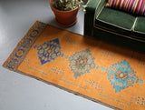 Vintage Konya Sille Turkish Runner Rug 3ftx11.2ft