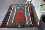 Vintage Turkish Konya Obruk Kilim Rug 4'x5'10"