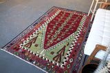 Old Konya Obruk Kilim 5ftx7.6ft