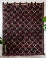 Vintage kilim rug in room decor setting, old rug, antique rug, pastel colors, faded colors, Turkish rug, vintage rug, soft rug, Portland, Oregon, rug store, rug shop, local shop, bold colors, bright colors, faded colors