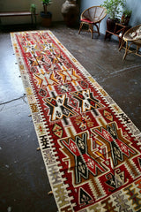 Vintage Kayseri Kilim Runner 3.9ftx15.2ft