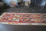 Vintage Kayseri Kilim Runner 3.9ftx15.2ft