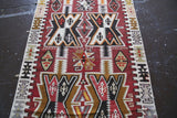 Vintage Kayseri Kilim Runner 3.9ftx15.2ft